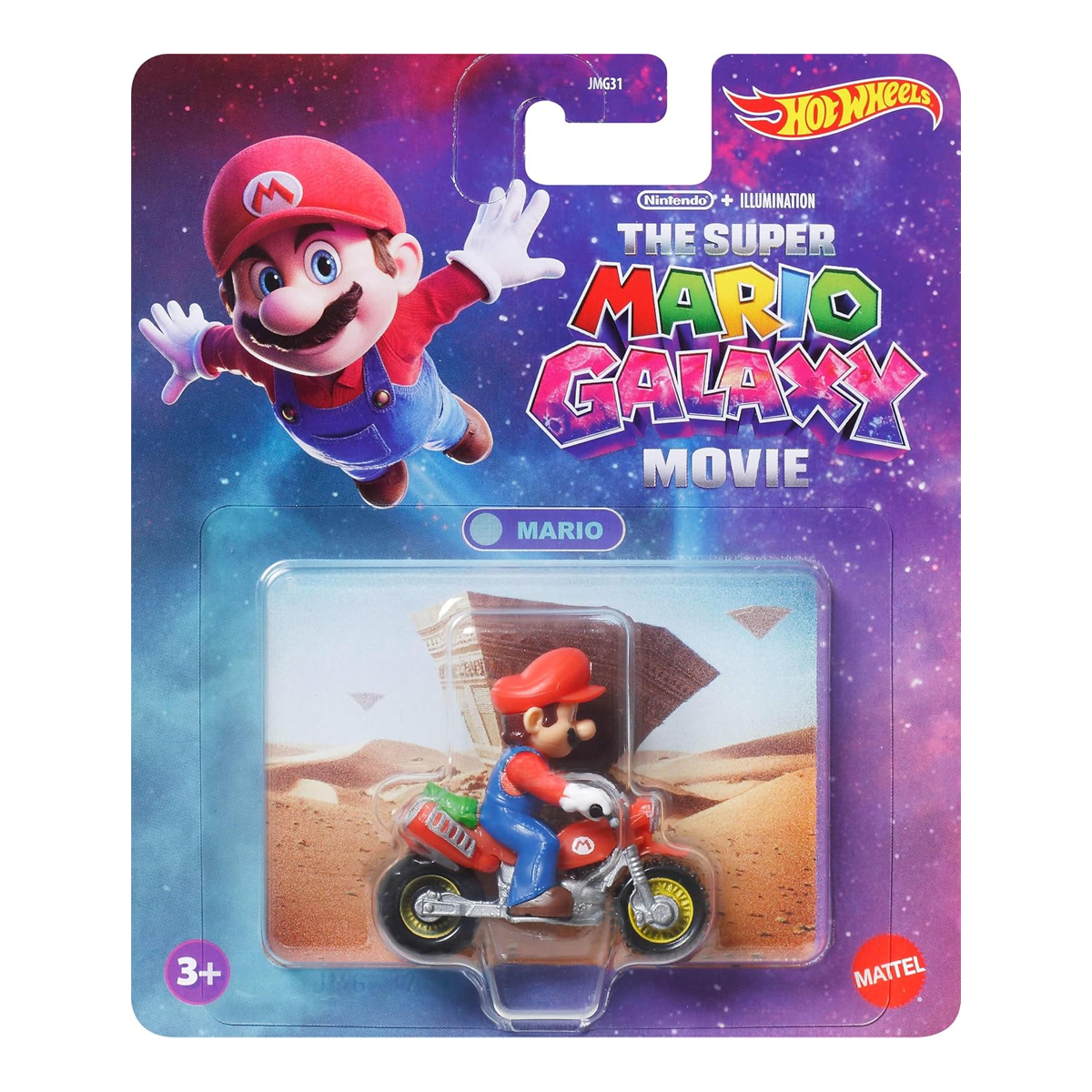 Hot Wheels The Super Mario Galaxy Movie Mario Motorcycle, Mario Kart, Toy Race Car, Original Character, Push and Play, Nintendo, Illumination
