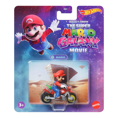 Hot Wheels The Super Mario Galaxy Movie Mario Motorcycle, Mario Kart, Toy Race Car, Original Character, Push and Play, Nintendo, Illumination