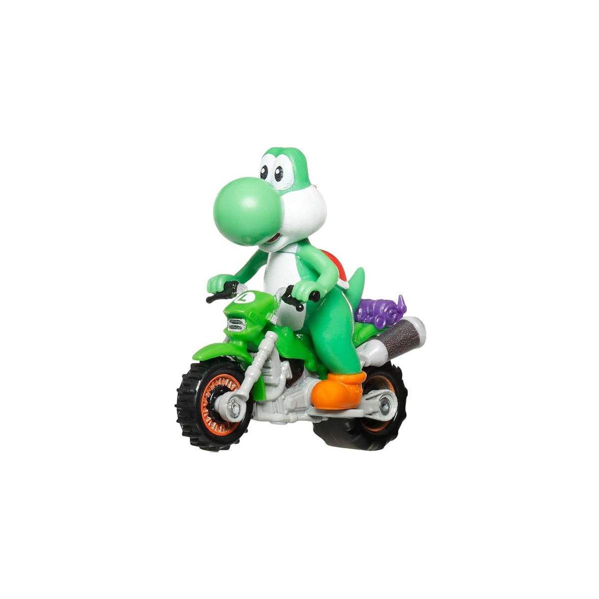 Hot Wheels The Super Mario Galaxy Movie Yoshi Motorcycle, Mario Kart, Toy Race Car, Original Character, Push and Play, Nintendo, Illumination