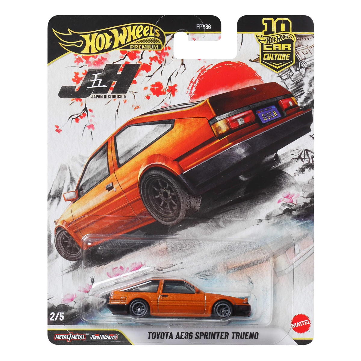 Hot Wheels Premium Toyota AE86 Sprinter Trueno Japan Historics 5, Car Culture, 1:64 Scale, Authentic Vehicle Replicas, Cars, Real Riders, Metal, Display and Play, Mattel, Pop Culture 2025 2026