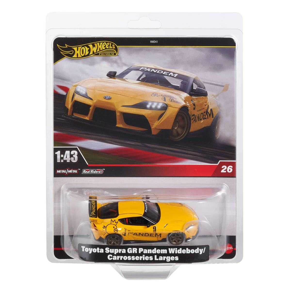 Hot Wheels Premium Toyota Supra GR Pandem Widebody, 1:43 Scale, Authentic Vehicle Replicas, Cars, Real Riders, Metal, Display and Play