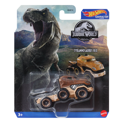Hot Wheels Character Cars Tyrannosaurus Rex Jurassic World, 1:64 Scale Car Vehicle, Licensed Blockbuster, Push-Around Play, Toy Collectors