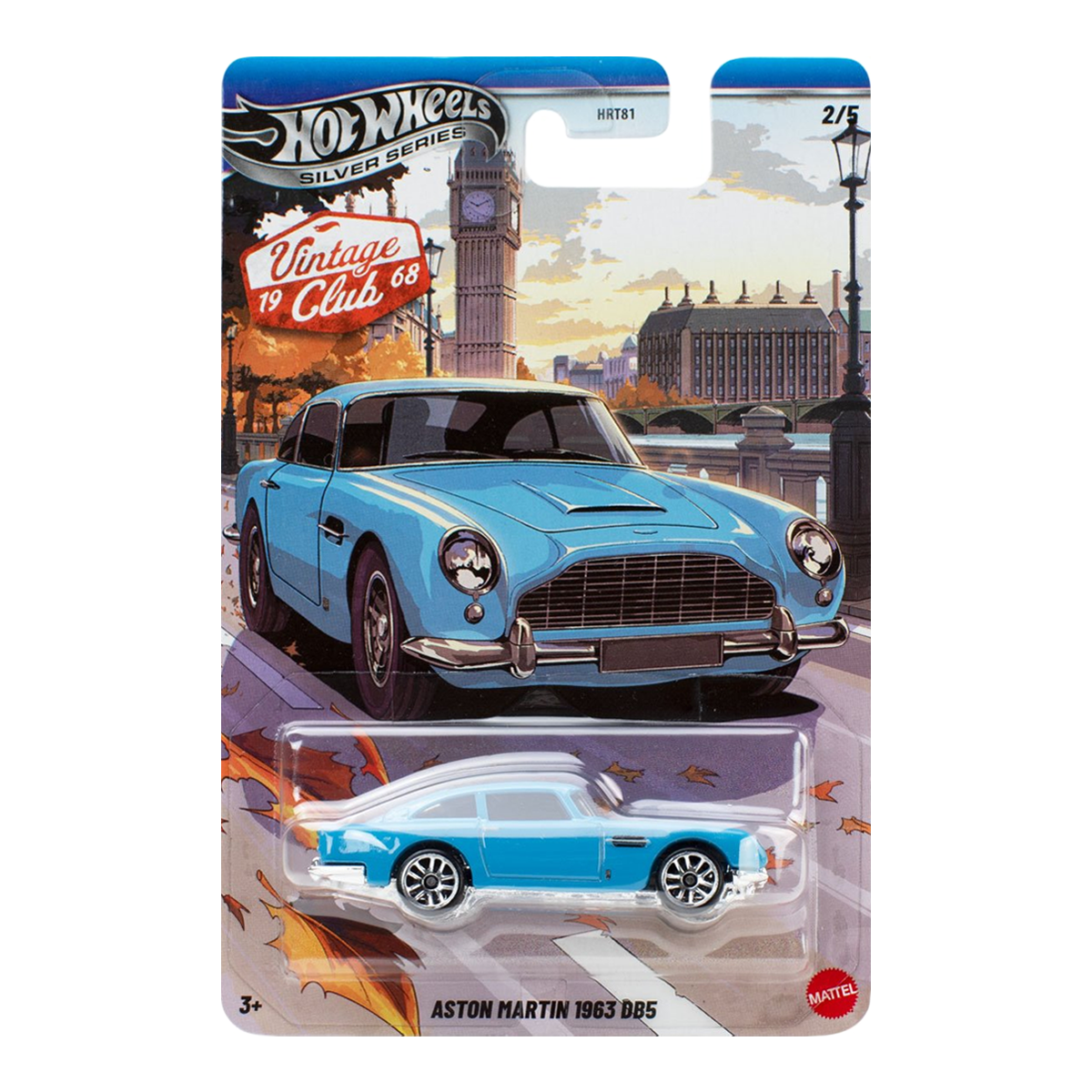 Hot Wheels Aston Martin 1963 DB5 Vintage Club Silver Series, 1:64 Scale Die-Cast, Cars Vehicles, Push and Play Car Toy