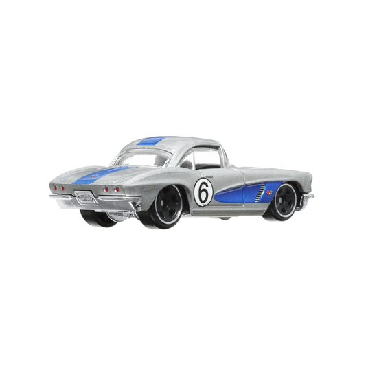 Hot Wheels Vintage Racing Club 1962 Corvette 1/5, Vintage Classic Die-Cast, Cars Vehicles, Push and Play Car, 1:64 Scale Toy