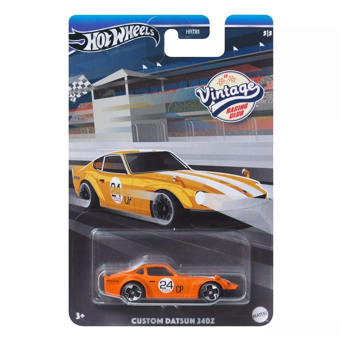 Hot Wheels Vintage Racing Club Custom Datsun 240Z 5/5, Vintage Classic Die-Cast, Cars Vehicles, Push and Play Car, 1:64 Scale Toy