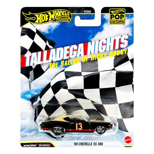 Hot Wheels Premium '69 Chevelle SS 396 Talladega Nights The Ballad of Ricky Bobby, Pop Culture, 1:64 Scale, Authentic Vehicle Replicas, Cars, Real Riders, Metal, Display and Play, Mattel, Pop Culture 2026 2027