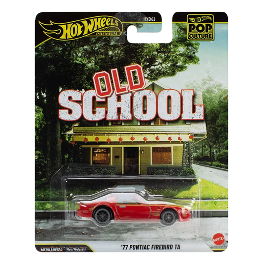 Hot Wheels Premium '77 Pontiac Firebird TA Old School, Pop Culture, 1:64 Scale, Authentic Vehicle Replicas, Cars, Real Riders, Metal, Display and Play, Mattel, Pop Culture 2026 2027