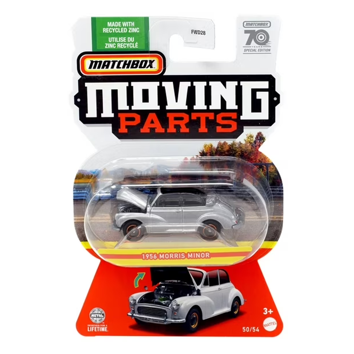 Matchbox Moving Parts 1956 Morris Minor, Cars Trucks, 1:64 Scale Die-Cast Vehicles, Realistic