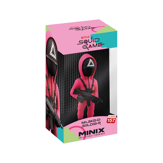 Minix Collectible Figurines Squid Game Masked Triangle Guard Series 157, Action Figure, Toy, Collectors, Authentic, Officially Licensed, Premium Gift