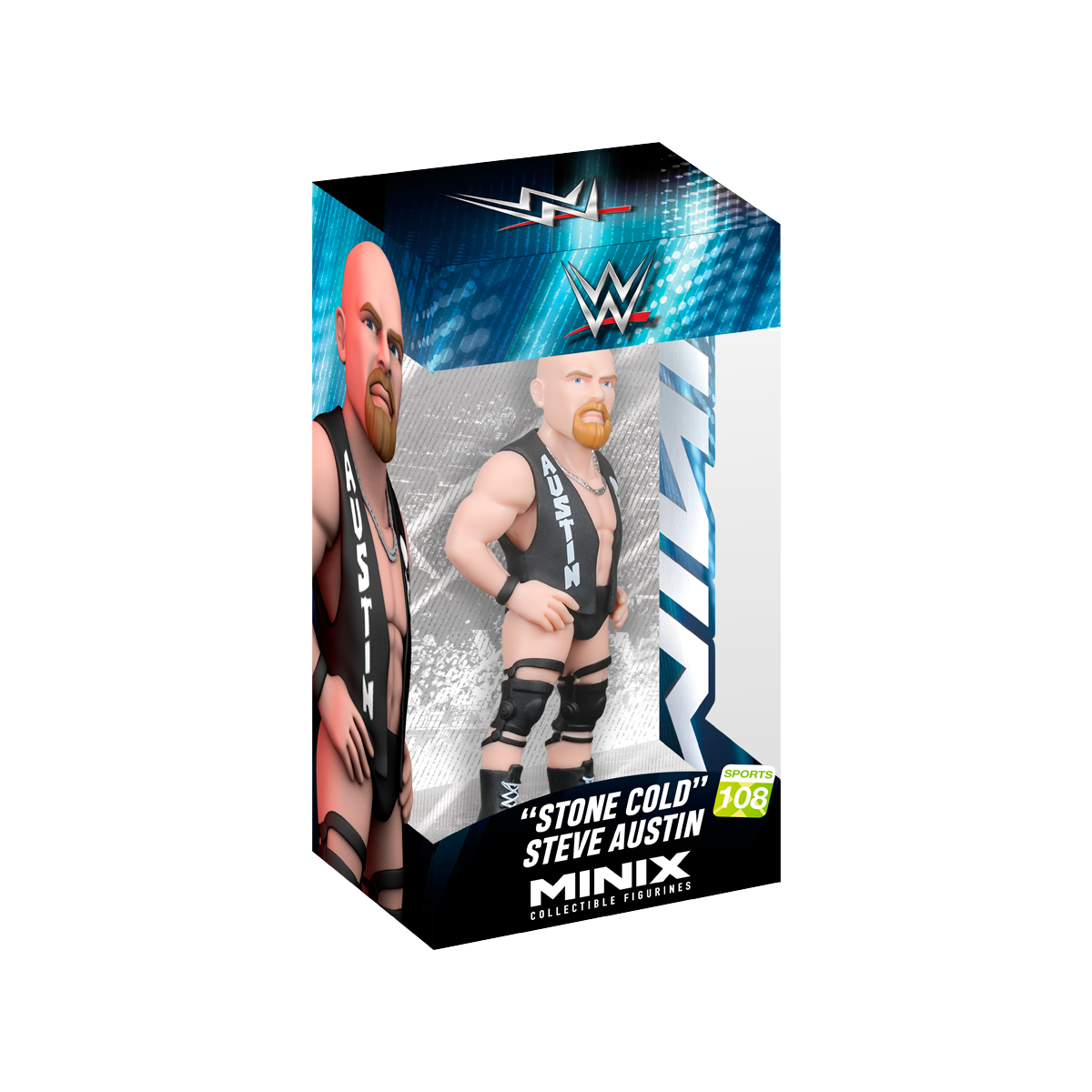 Minix Collectible Figurines WWE Stone Cold Steve Austin Sports Series 108, Action Figure, Toy, Collectors, Authentic, Officially Licensed, Premium Gift