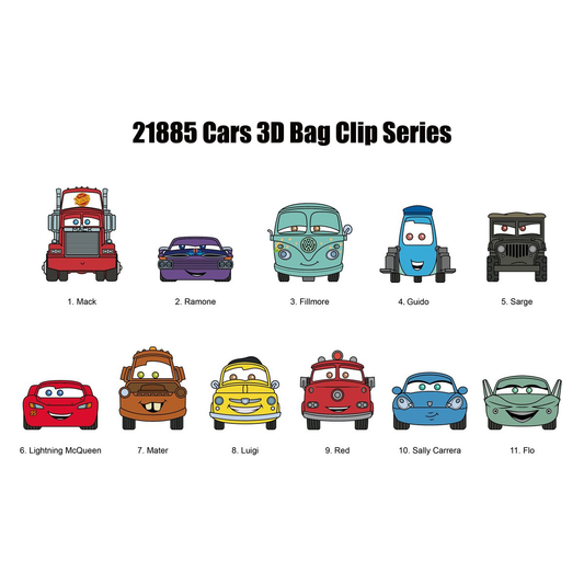Monogram Disney Pixar Cars Bag Clip, Collectible Key Chain, 3D Foam, Cars Collectors, Special Rare Chase Figures