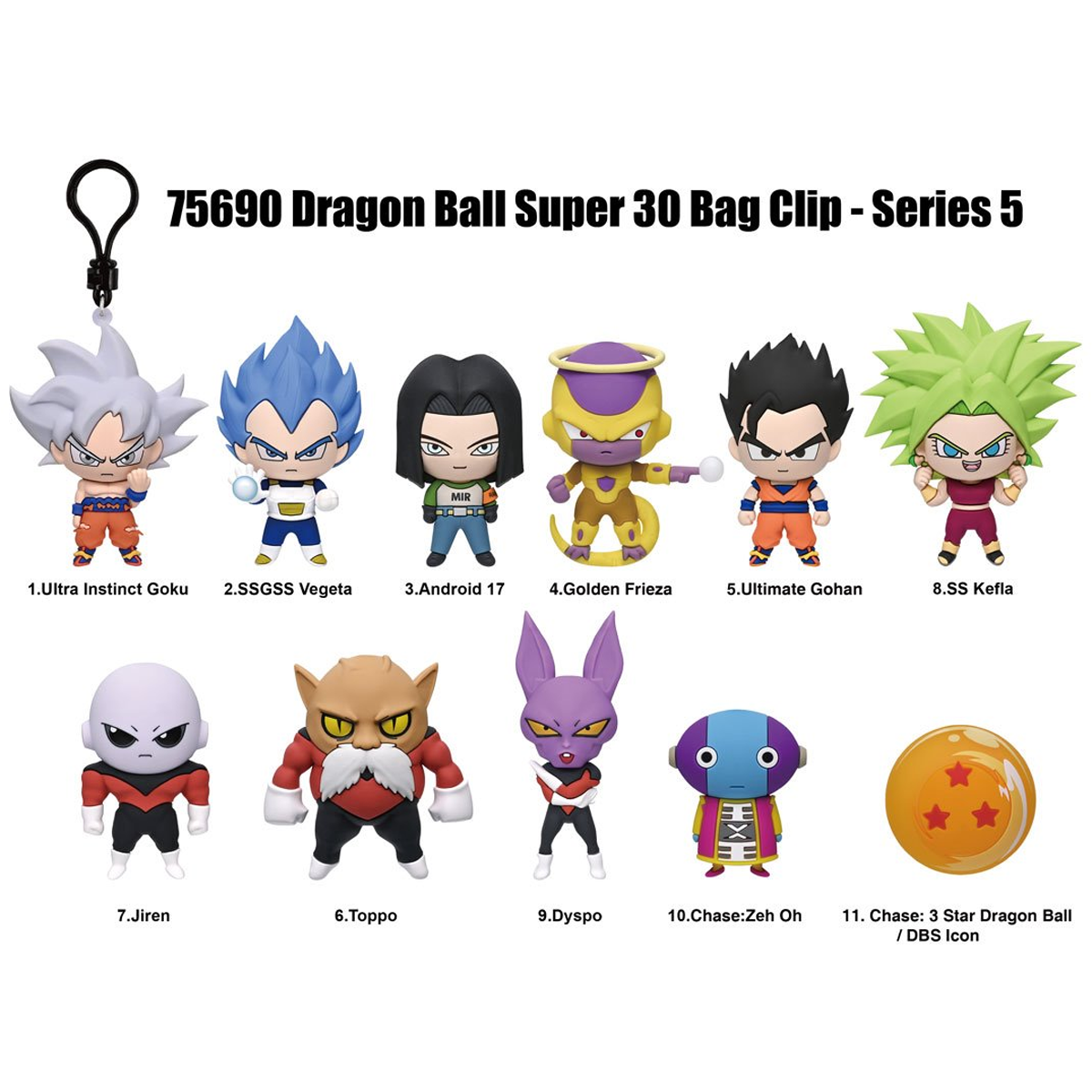 Monogram Dragon Ball Super Bag Clip, Collectible Key Chain, 3D Foam, Collectors, Special Rare Chase Figures, Crunchyroll, Goku, Gohan, Vegeta, Android 17, Frieza