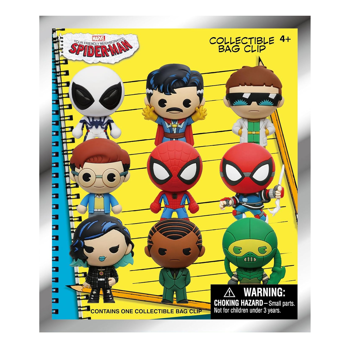 Monogram You're Friendly Neighborhood Spider-Man Bag Clip, Collectible Key Chain, 3D Foam, Spider-Man Marvel Collectors, Special Rare Chase Figures, Peter Parker, Dr Strange, Venom, Dr Otto Octavius, Scorpion, Norman Osborne