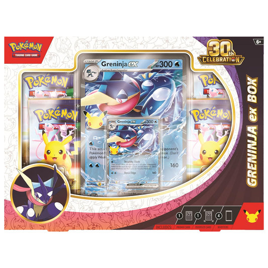 Pokémon TCG 30th Celebration Greninja Ex Box, Collector, Chase, Collection, Trading Card Game, Booster Expansion Pack, Art Card, Digital Code, Fan Favorite, Pikachu