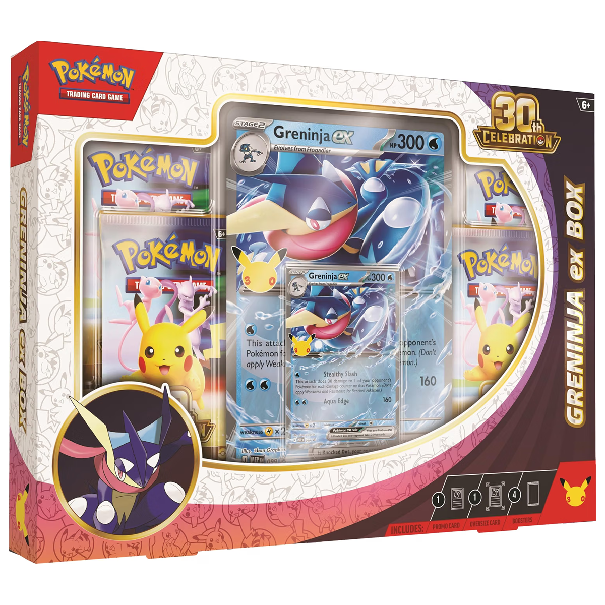 Pokémon TCG 30th Celebration Greninja Ex Box, Collector, Chase, Collection, Trading Card Game, Booster Expansion Pack, Art Card, Digital Code, Fan Favorite, Pikachu