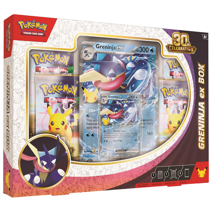 Pokémon TCG 30th Celebration Greninja Ex Box, Collector, Chase, Collection, Trading Card Game, Booster Expansion Pack, Art Card, Digital Code, Fan Favorite, Pikachu