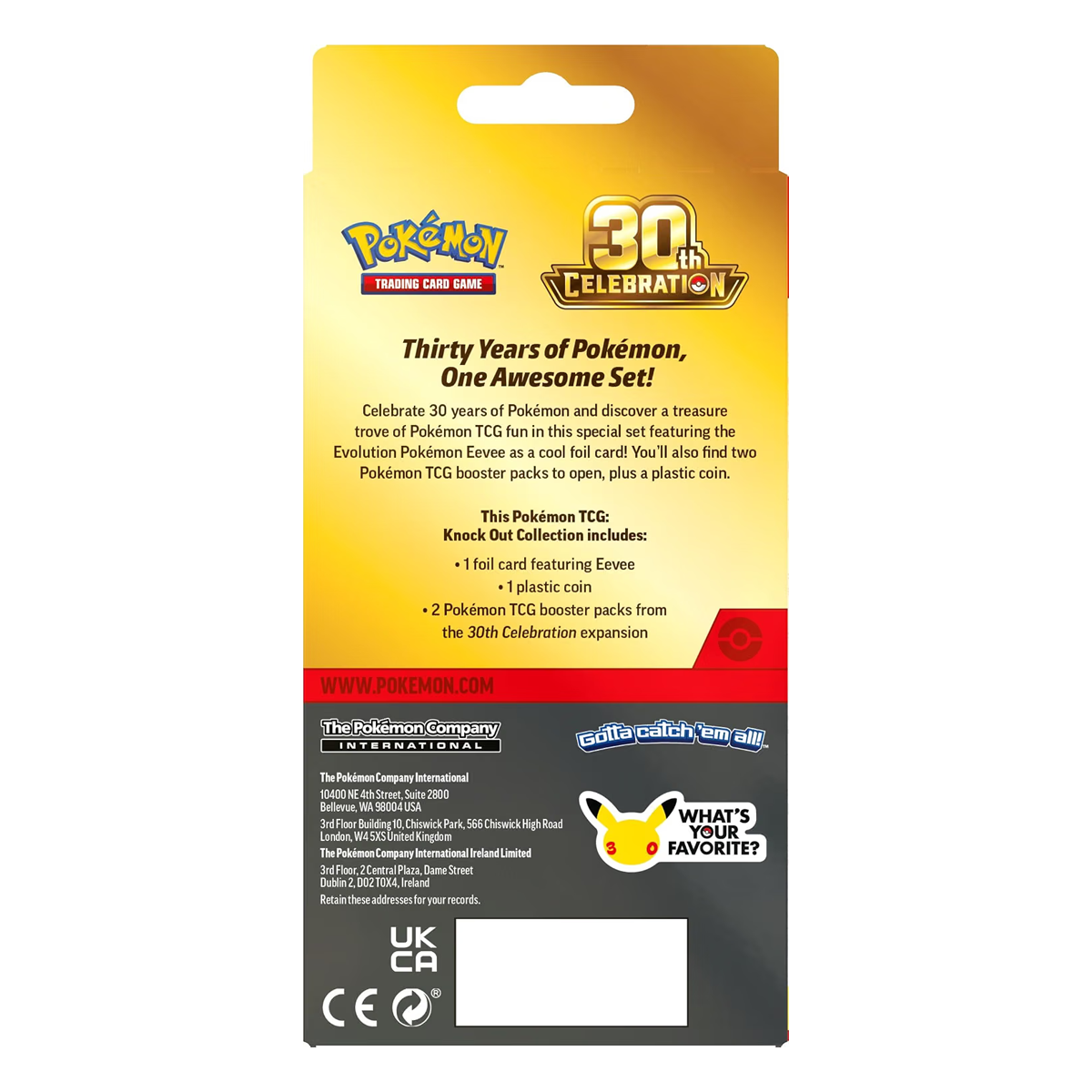 Pokémon TCG 30th Celebration Knock Out Collection, Collector, Chase, Collection, Trading Card Game, Booster Expansion Pack, Art Card, Digital Code, Fan Favorite, Pikachu