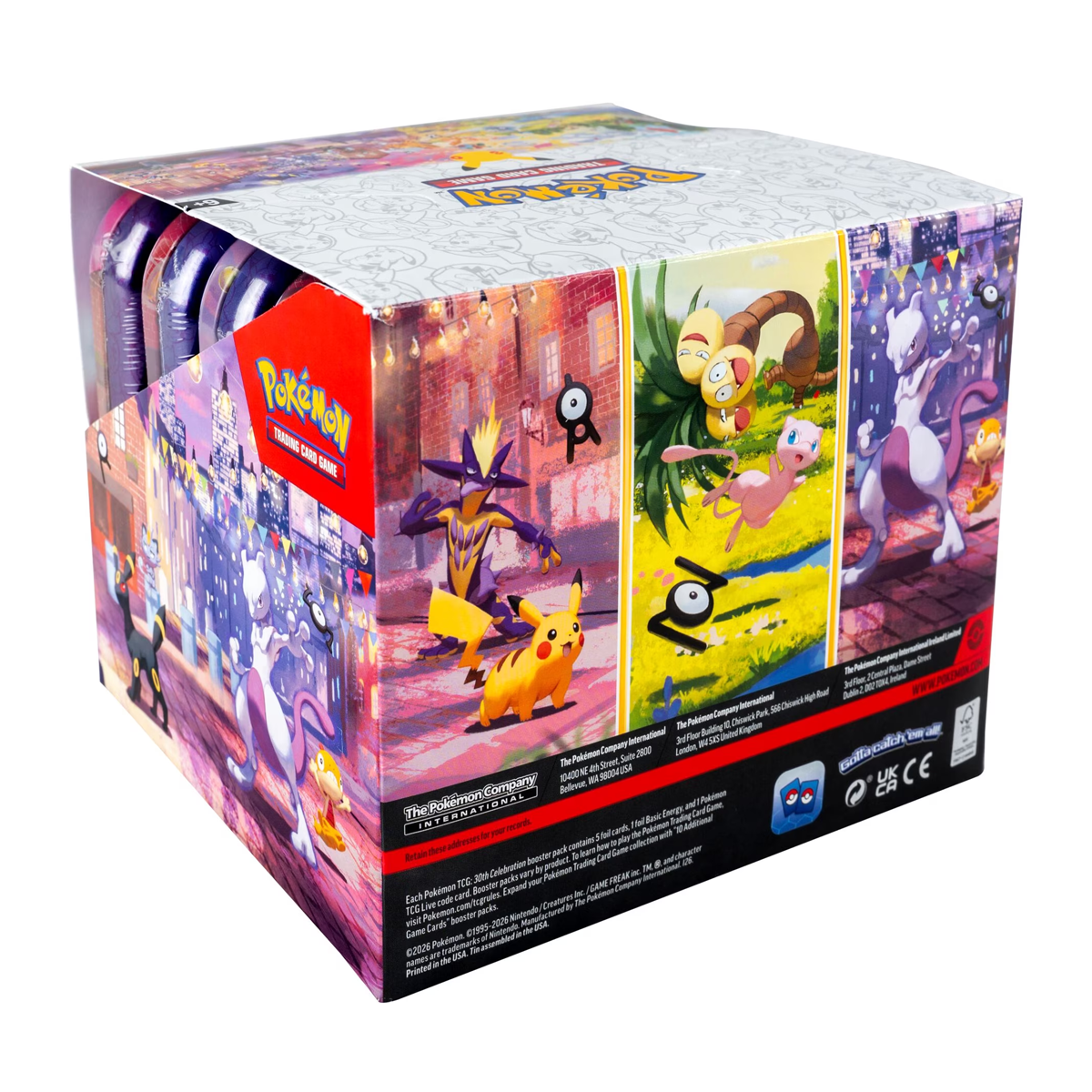 Pokémon TCG 30th Celebration Mini Tin Display, Collector, Chase, Collection, Trading Card Game, Booster Expansion Pack, Art Card, Digital Code, Fan Favorite, Pikachu