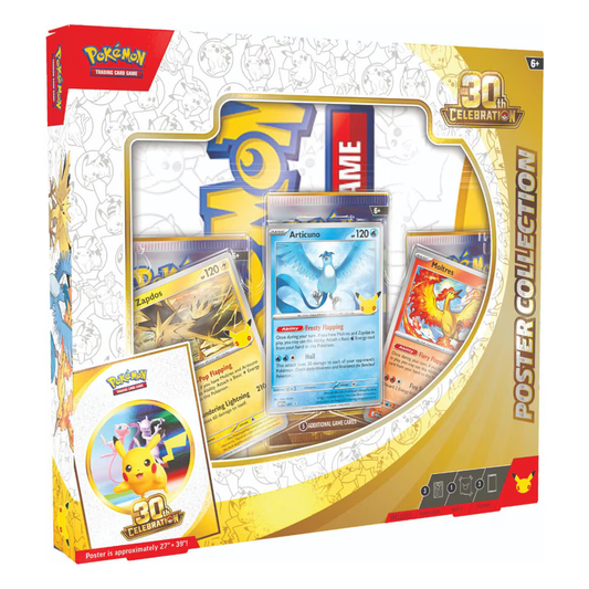 Pokémon TCG 30th Celebration Poster Collection, Collector, Chase, Collection, Trading Card Game, Booster Expansion Pack, Art Card, Digital Code, Fan Favorite, Pikachu