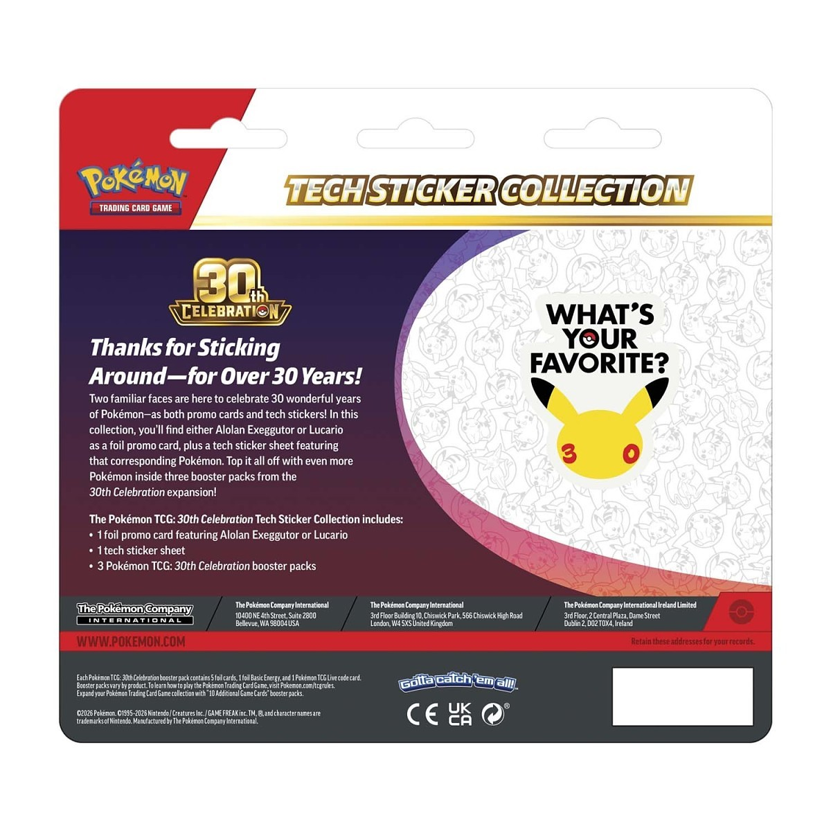 Pokémon TCG 30th Celebration Tech Sticker Collection Alolan Exeggutor, Collector, Chase, Collection, Trading Card Game, Booster Expansion Pack, Art Card, Digital Code, Fan Favorite, Pikachu