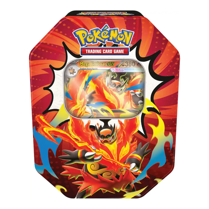 Pokémon TCG Ascended Heros Tin Mega Emboar Ex, Collector, Chase, Collection, Trading Card Game, Booster Expansion Pack, Art Card, Digital Code, Fan Favorite, Mega Evolution