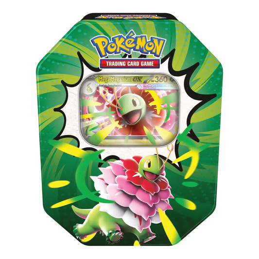 Pokémon TCG Ascended Heros Tin Mega Meganium Ex, Collector, Chase, Collection, Trading Card Game, Booster Expansion Pack, Art Card, Digital Code, Fan Favorite, Mega Evolution