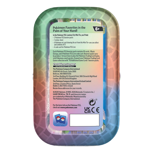 Pokémon TCG: Lumiose City Mini Tin Feraligatr & Budew, Collector, Chase, Collection, Trading Card Game, Booster Expansion Pack, Art Card, Digital Code, Fan Favorite, Mega Evolution, Perfect Order, Chaos Rising, Phantasmal Flames